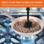 3Pcs Meat Chopper 5 Curved Blades Ground Beef Masher Hamburger Chopper with Nonslip Handle