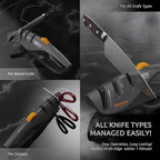 5-Angle Adjustable Knife Sharpener (15°-24°) – Effortless Precision for Kitchen, Bread, Serrated Knives & Scissors | Handheld Sharpener with Self-Adapting Fine Slot for Safe, Reliable Sharpening