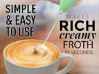 Zulay Kitchen Milk Frother Handheld Electric Whisk with AA Duracell Batteries – Durable Drink Mixer for Coffee, Lattes, Cappuccinos & More - Ocean