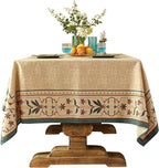 patdrea Designer French Linen Extra Long Tablecloth for Rectangle Table,Beige Anti-Wrinkle Floral Farmhouse Table Cloth,Decor Covers for Kitchen Dining,Party,Christmas,Thanksgiving,67"x118"-Fram