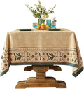 patdrea Designer French Rectangular Tablecloth,Beige Anti-Wrinkle Durable Floral Farmhouse Table Cloth,Decor Tables Covers for Kitchen Dining,Tea Party,Christmas,Thanksgiving,55"x79"-Fram