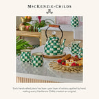 MACKENZIE-CHILDS Large Kitchen Canister, Decorative Glass Storage Jar with Lid, Green-and-White Emerald Check