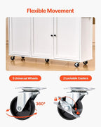 VEVOR Kitchen Island Cart with Storage, 60in Wide Mobile Kitchen Cart with Wheels, Drop Leaf, 2 Drawers, Trash Can Cabinet, Knife Holder, Spice Rack, and Towel Rack, Table for Dining Room, Pantry