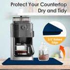 TOHONFOO Silicone Coffee Maker Mat with Lip, 19.7'' x 15'' Heavy Duty Coffee Maker Mat for Countertops, Coffee Tray Fit Under Coffee Machine Appliance Automatic Machines Espresso Accessory, Navy Blue