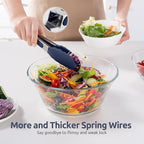 480ºF Heat Proof Kitchen Tong: U-Taste 7" Silicone Cooking Tong with Firm Sealed Non Stick Rubber Tips & Silicon Coated 18/8 Stainless Steel Handle & Smooth Locking for Serving Salad (Midnight Blue)