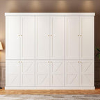 70.8" Tall Farmhouse Kitchen Pantry Cabinet with Doors, Modular Storage Cabinet with 4-Tier Adjustable Shelves, White, Wooden Hutch for Kitchen, Living Room