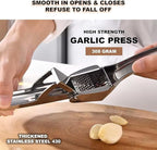 Croomi Garlic Press Stainless Steel - Premium Professional Mincer Tool - Rust Proof & Dishwasher Safe - Garlic Presser & Masher - Ginger Crusher with Soft Ergonomic Handle - Easy to Squeeze & Clean