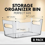 Clear Plastic Storage Bins, Small Fridge Organizer Kitchen Organizers and Storage Containers Bathroom Organization and Storage Bin for Makeup Organizer, fruits, Chips, Perfume, Skin Care, crafts