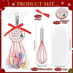 72 Sets 12 Inch Christmas Whisks Gifts DIY Fillable Christmas Tree Ornaments Xmas Colored Silicone Whisks for Cooking Heat Resistant Egg Beaters with Card Rope Bag for Candy Holder