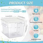 Yungyan 12 Pcs 6 Qt Commercial Food Storage Containers with white Lids Restaurant Square Airtight Food Storage Containers Clear Cereal Container for Kitchen Freezer Dishwasher Pantry