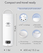 Travel Kettle Lift Lid for Hot Water on the Go 450ml – Small Portable Mini Electric Kettle – 4 Smart Temp Presets – Auto Shut-Off – Leak-Resistant – Stainless Steel BPA-Free 304