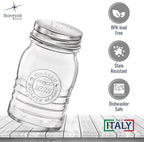 Bormioli Rocco Officina 1825 Salt And Pepper Shaker, Set Of 2, Clear, 8 Oz. Stain Resistant, Durable Glass Jars, Dishwasher Safe.