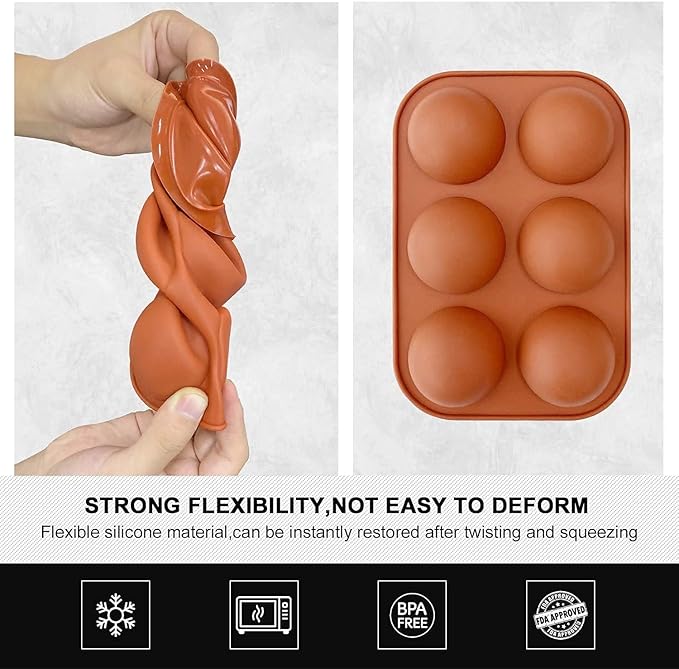 Silicone Hot Chocolate Bomb Mold Medium Semi Sphere Mold, 2 Packs Half Sphere Silicone Baking Molds for Making Chocolate, Cake, Jelly, Dome Mousse