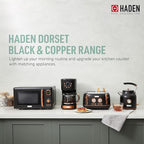 Haden Dorset 4 Slice Wide Slot Stainless Steel Toaster Bundled with 12 Cup Programmable Drip Coffee Maker Coffee Machine, Black & Copper