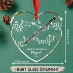 Personalized Text Year Name Oboe Lover Glass Keepsake Ornament, Customized Oboe Instrument Christmas Ornaments Gift for Parents Brother Sister Daughter Son, Unique Oboes Oboist Glass Xmas Ornament