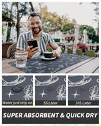 AMOAMI Coffee Mat - Hide Stain, Rubber Backed, Absorbent Dish Drying Mat for Kitchen Counter - Fits Under Coffee Maker & Machine - 16X24, Dust Blue
