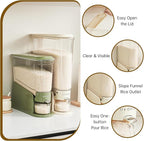 Rice Dispenser 11Lbs, Slim Rice Storage Container for Small Space, BPA-Free Clear Dry Food Dispenser Sealed Moisture Proof, Grain&Cereal Storage Bucket for Kitchen Pantry Household, Cream White