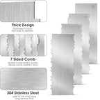 4 Pcs Stainless Steel Cake Scraper 10 Inch Metal Scraper for Cake Smoother Cake Decorating Comb Contour Double Sided Patterned Edge Stripe Tool Cake Cutter for Mousse Cream Pastry Baking