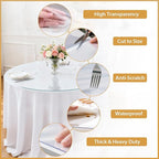 Round Frosted Table Cover Protector 48 Inch - 2mm Thick Waterproof PVC Furniture Protective Pad for Dining Room Tabletop