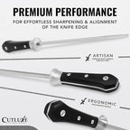 Cutluxe Honing Rod, Knife Sharpener Rod – 10" Honing Steel – Ergonomic Handle Design – Artisan Series