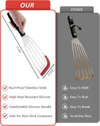 2Pack Fish Spatula Fish Turner for Fish Metal Spatula, Silicone Fish Turner, Fish Flipper - Ideal for Grilling and omelette making
