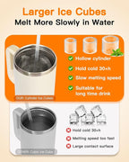 Ice Cube Tray for Tumbler Cup 30Oz-40Oz, 3 Pcs Silicone Cylinder Ice Mold with Lid and Bin for Freezer, Easy Fill and Release Ice Maker for Whiskey, Cocktail BPA-Free (White, 40Oz)