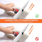 PAUDIN Knife Sharpener, Kitchen Knife Sharpener, 5 Stage Knife Sharpeners for Kitchen Knives, Pocket, Serrated Knives & Scissors, Blade Sharpening, Honing & Polishing Tool, White