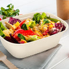 Aksipo 50 Pack 37 Oz Disposable Food Containers with Lids, Compostable Meal Prep Containers with Lids, Leak-proof To Go Food Box Cardboard Take Out Lunch Box Rectangle Paper Bowls for Salad,Leftovers