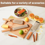 SHIKORI Professional Cheese Graters for Kitchen Stainless Steel Handheld, Metal Lemon Zester Grater With Wood Handle For Cheese, Chocolate, Spices, Kitchen Gadgets And Tools-Longboard