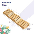 Bamboo In-Drawer Knife Block for 9 Knives(Not Included), Knife Drawer Organizer,Knife Holder Countertop,Block Knife Storage Organizer for Kitchen