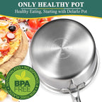 DELARLO Sauce Pan Sets, Compatible with All Cooktops 600℉, Full Clad Triply Stainless Steel Saucepan, 1QT Pot & 2 QT Pot with Steamer (Lids 300℉)