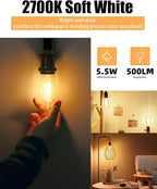 Lumiverse 36 Pack E26 led Bulb 60 watt dimmable Vintage LED Edison Bulbs 5.5W, 60W Equivalent, 2700K Soft White, Antique Style ST19/ST58 LED Light Filament Bulbs, CRI 90+, E26 Base