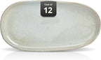 Organic Shape Restaurant Serving Tray 11.625 x 5.125", Commerical Grade Catering Stoneware Tray in Ir-regular Organic Shape, Chip & Scratch Resistant, Glossy Reactive Glaze Grey, Case of 12
