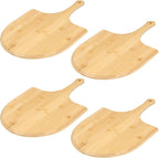 4Pack Natural Bamboo Pizza Spatula, Pizza Peel 11 Inch, Wooden Pizza Spatula Paddle Board for Home Pizza Cutting，Cheese, Bread,Fruit,Vegetable Oragaznie (4)