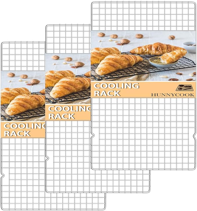 15.8”×9.8” Cooling Rack, 3P Stainless Steel Baking Rack, Oven Safe Cooling Racks for Cooking and Baking, Silver Roasting Rack & Wire Rack & Cookie Cooling Rack for Roasting, Grilling, Drying