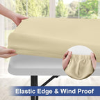 homing Rectangle Table Cloth Cover, Waterproof Polyester Elastic Fitted Tablecloth, Fits for 6 Foot Folding Tables, Washable Table Protector for Picnic, Camping, Outdoor (Champagne, 30" x 72")