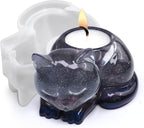 Cat Candle Holder Animal Cylinder Candle & Resin Mold - Resin Casting Silicone Molds for Home Decor & Candle Making Wave Spiral Mold
