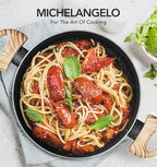 MICHELANGELO 6 Quart Stock Pot with Lid, Nonstick Soup Pot with Lid, 6 Qt Cooking Pot Induction Compatible, Non Stick Pots with Stay-cool Handle, Nonstick Pots for Cooking, Black Granite