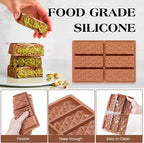 2 Pcs Chocolate Bar Mold Deep Dubai Stuffed Silicone Molds for Filling Knafeh Pistachio Chocolate Bar and Wax Melts Rectangle Thick Candy Bar Molds Break Apart (Pyramid)