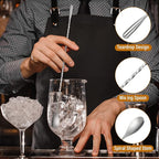 Lallisa 18 Pcs 12 Inches Bar Spoons Stainless Steel Mixing Spoons Spiral Pattern Long Drink Stirrer for Cocktail Shaker, Silver