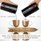 Moss & Stone Electric Milk Frother Latte Art Steamer, Electric Cappuccino Machine And Milk Warmer, Hot Foam Maker and Milk Warmer for Latte, Cappuccinos, Macchiato, Hot Chocolate Milk