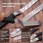 Angled Icing Spatula Set and 3 Packs Cake Scrapers Smoother, Stainless Steel Offset Spatulas Cake Frosting Spatula Set for Pastry Decorating Tools