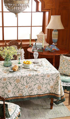 patdrea Designer French Linen Table Cloth for Rectangle Table,Vintage Fall Decorative Tablecloth,Floral Decoration Cover for Kitchen Dining Christmas,Tea Party,Thanksgiving,63"x94"-Littledaisy