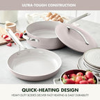 GreenPan Nova 10” Frying Pan Skillet and 4.37QT Sauté Pan with Lid, Oprah’s Favorite Things 2024, PFAS-Free Ceramic Nonstick, Induction Suitable, Sear, Fry, Broil, Dishwasher & Oven Safe, Clay