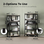 HOMEDANT House 5-Tier Metal Rolling Cart Shelf Rack Casters Heavy Duty Laminated Wheel Shelving Unit Adjustable Utility Storage Shelves Organizer Shelf Kitchen Garage 36.2" W x 16.5" D x 69.5" H 1Pack