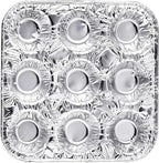 9-Cavity Mini Cupcake and Muffin Pans | Disposable Aluminium Baking Pans | Use for Baking Mini Muffin, Cupcake, Cake | For Weddings, Parties, Birthdays, Gatherings (12 Pack)