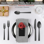 Matte Black Dinner Spoons Set of 12, E-far 7.9 Inch Stainless Steel Soup Spoons Tablespoons for Home, Kitchen or Restaurant, Non-toxic & Mirror Polished, Squared Edge & Dishwasher Safe