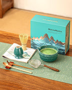 Artisan Matcha Whisk Set - 8 Pcs Premium Matcha Set with Bowl (Chawan), Bamboo Whisk & Tools | Matcha Kit for Making Breakfast/Latte | Gift for Matcha Lovers (Parrot Green)