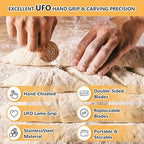 UFO Bread Lame Sourdough Scoring Tool Kit – Wooden Dough Scoring Tool, Replaceable Blades, Pouch, Cleaning Brush & Finger Guards | Perfect Baking Gifts for Sourdough Lovers