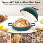 Davivy 5.5QT Enameled Cast Iron Dutch Oven with Lid, Dutch Oven for Sourdough Bread, 10" Round Sourdough Bread Oven, Bread Cloche for Bread Baking, with Silicone Baking Mat - Gradient Teal